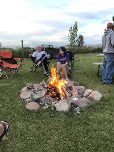 Roasting marshmallows over the fire