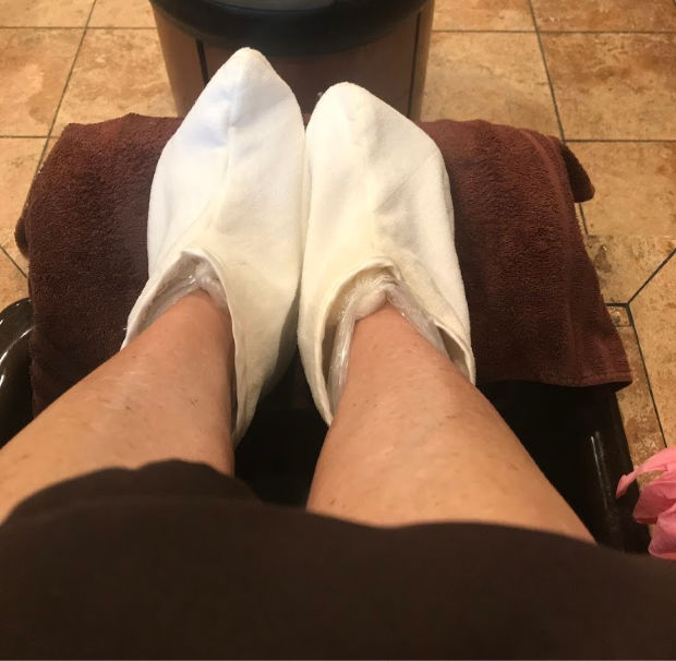 Paraffin wax pedicure.