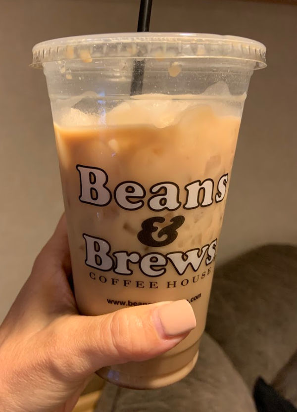 Beans & Brews Coffee House iced latte.