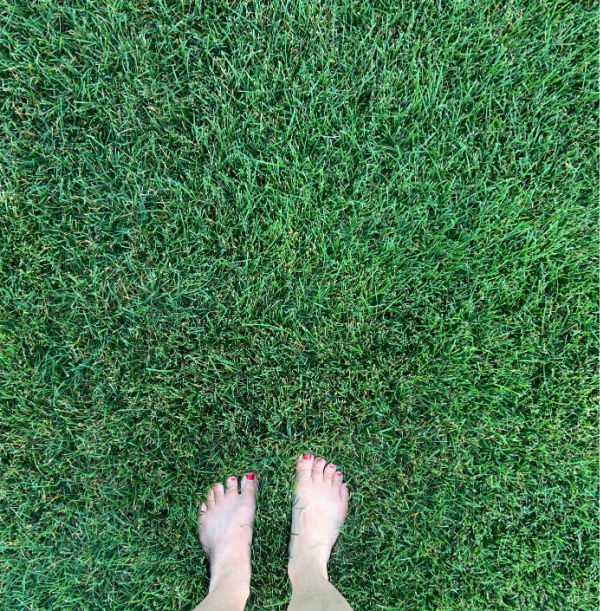 Bare feet in grass.