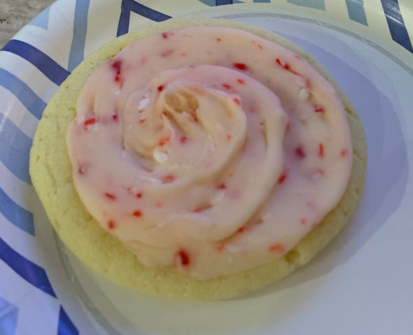 Sugar cookie with peppermint frosting.