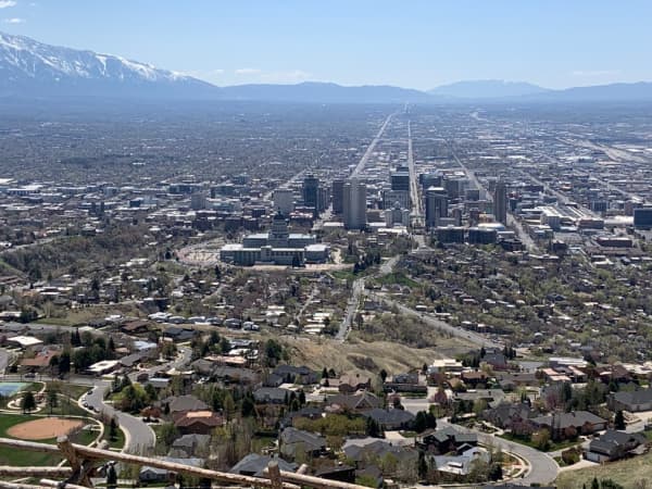 The view of Salt Lake City from Ensign Peak.