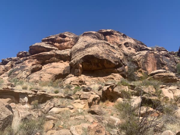 Rock formations along the Cottonwood Wash Trail in Washington, Utah.