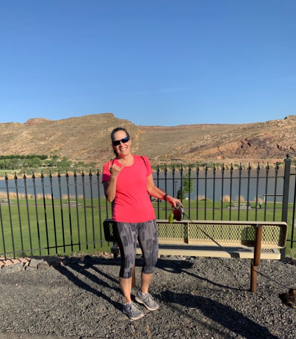 Woman on the Grandpa's Pond Trail in Hurricane, Utah.