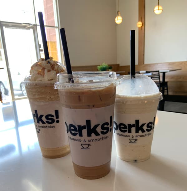 Three iced coffee drinks from Perks!