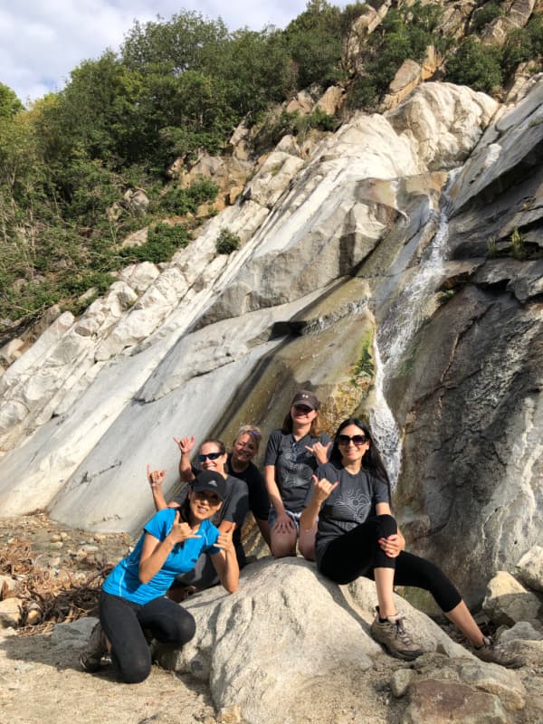 Five ladies in front of Lisa Falls.