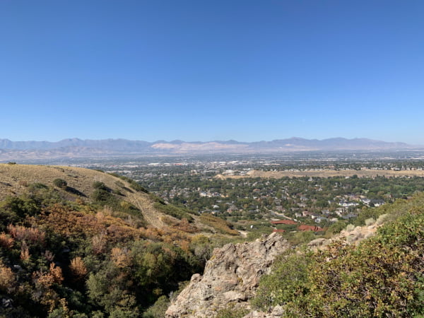 The Salt Lake Valley as seen from the Draper Suspension Bridge.