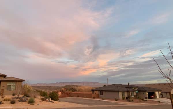Pink-tinged clouds in Southern Utah.