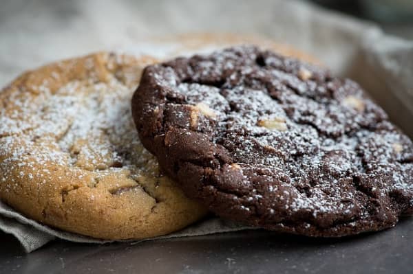 Chocolate chip and chocolate cookies.