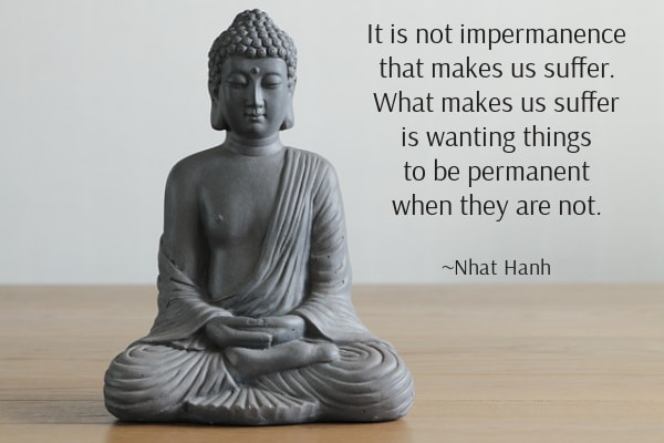 It is not impermanence that makes us suffer. What makes us suffer is wanting things to be permanent when they are not.