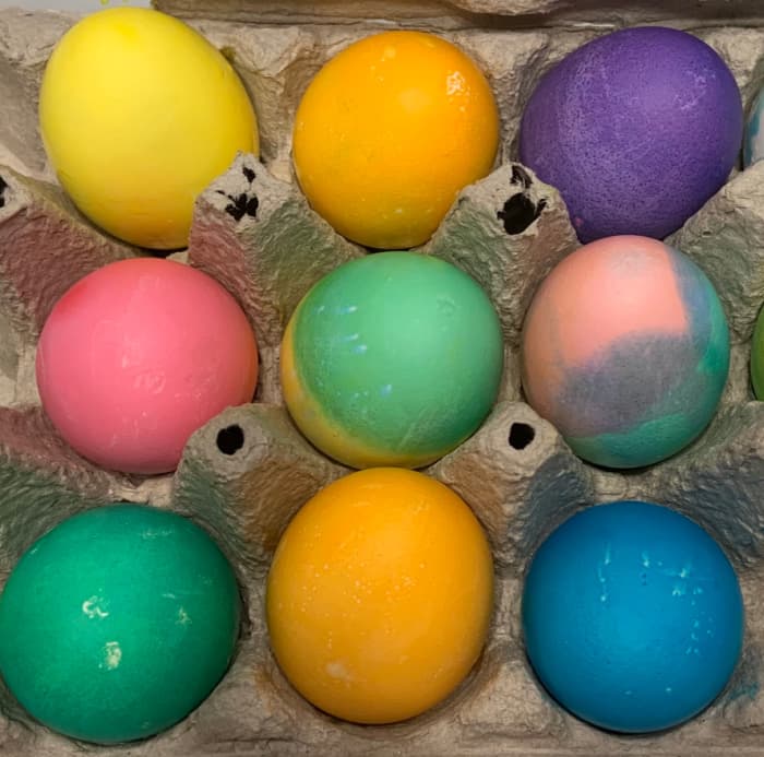 Brightly painted Easter eggs.