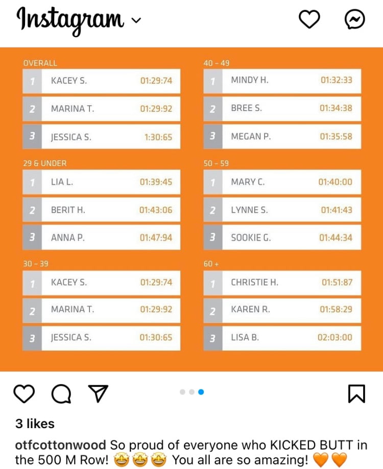 Orangetheory Fitness Instagram post.