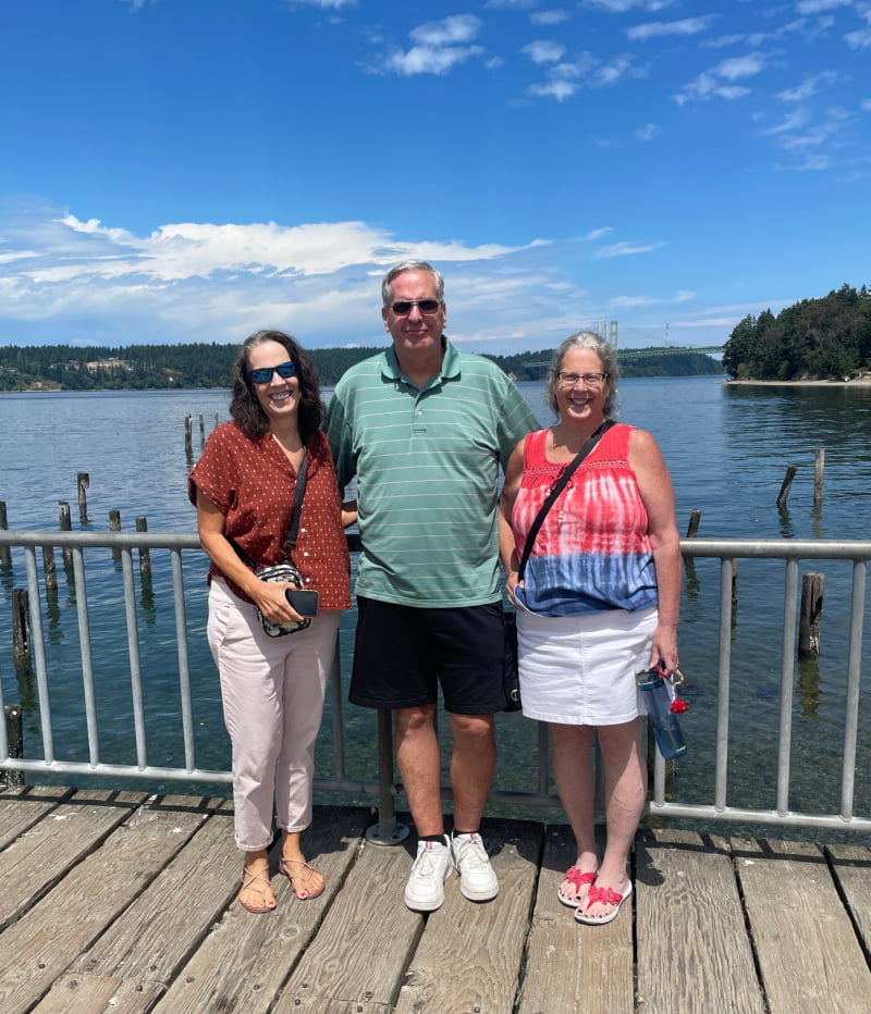 Three tourists in Tacoma, Washington.