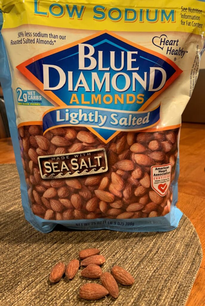 Blue Diamond almonds lightly salted.