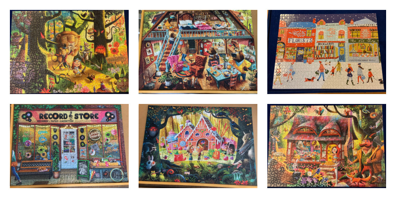 Collage of jigsaw puzzles.
