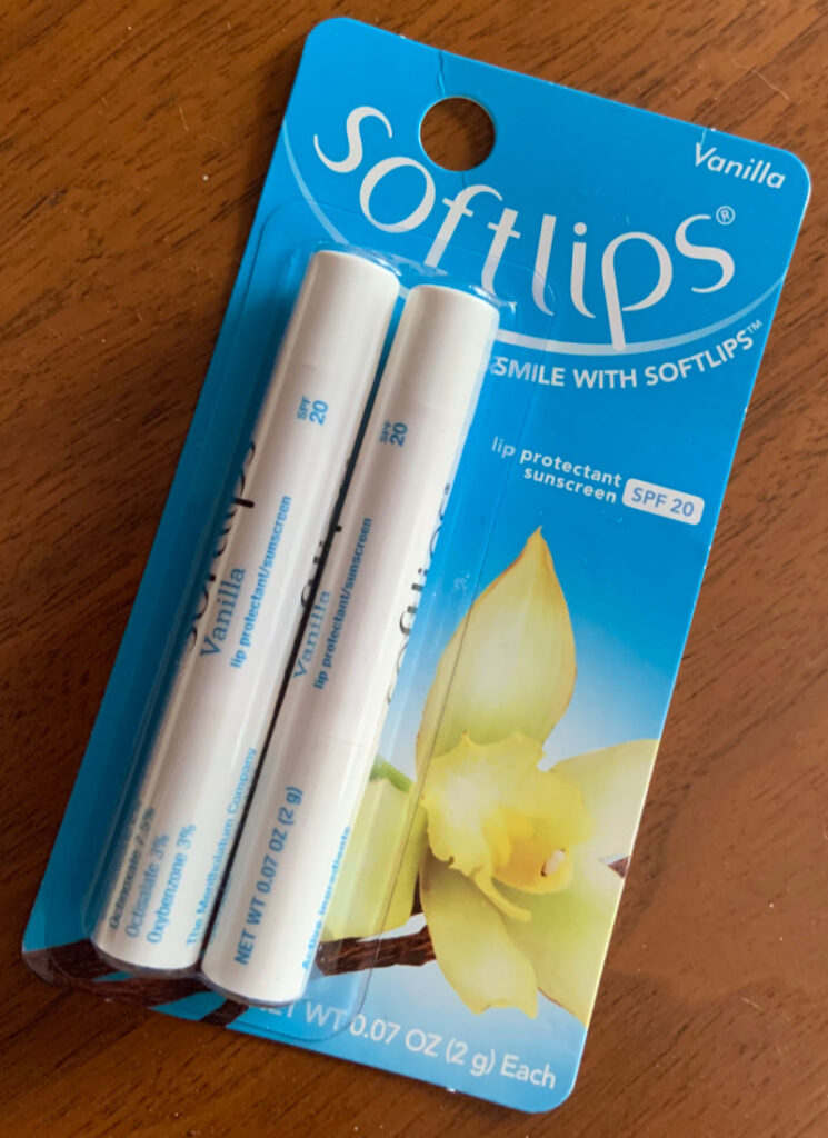 Softlips vanilla lip protectant/sunscreen.