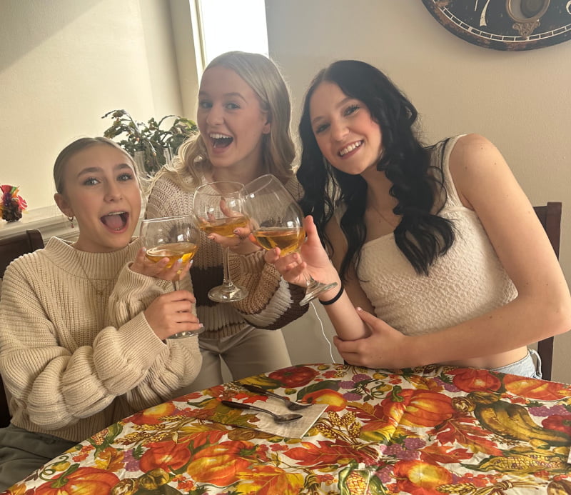Three teenage girls on Thanksgiving.