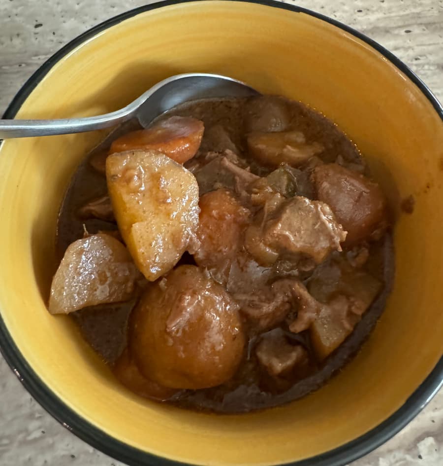 A bowl of beef stew.