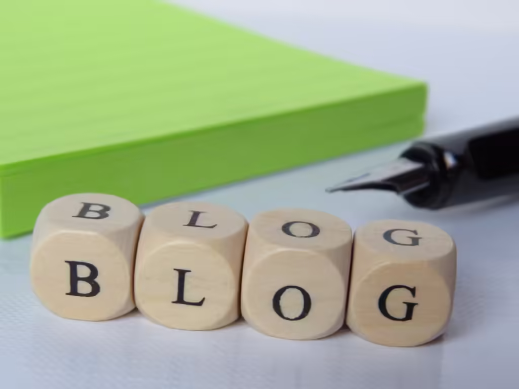BLOG spelled with blocks.