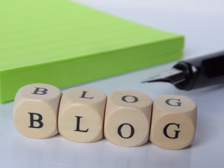 BLOG spelled with blocks.