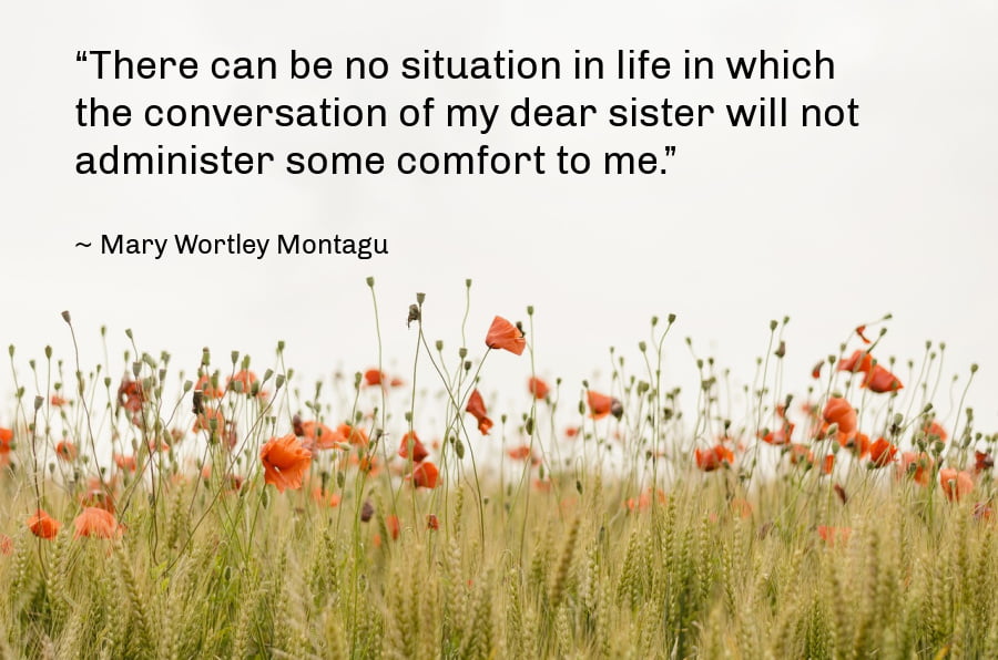 There can be no situation in life in which the conversation of my dear sister will not administer some comfort to me.