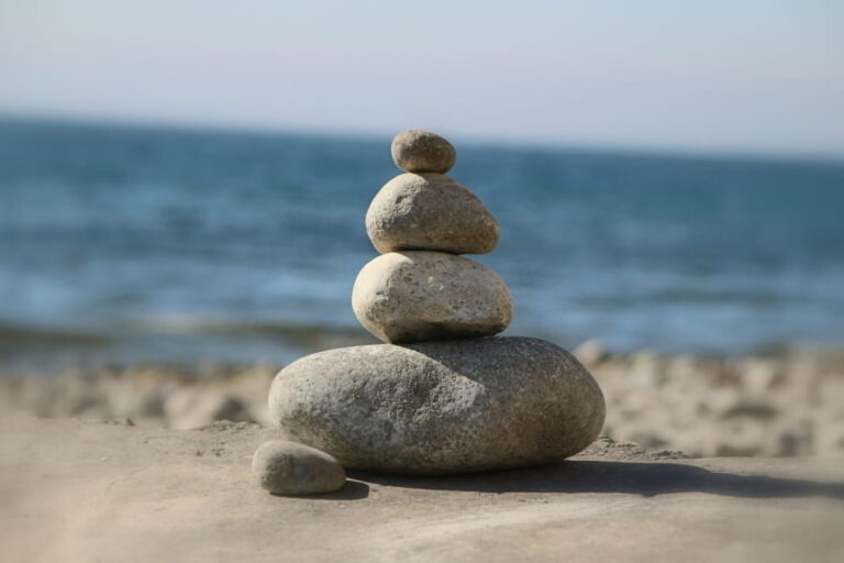 Relaxation stones on the beach.