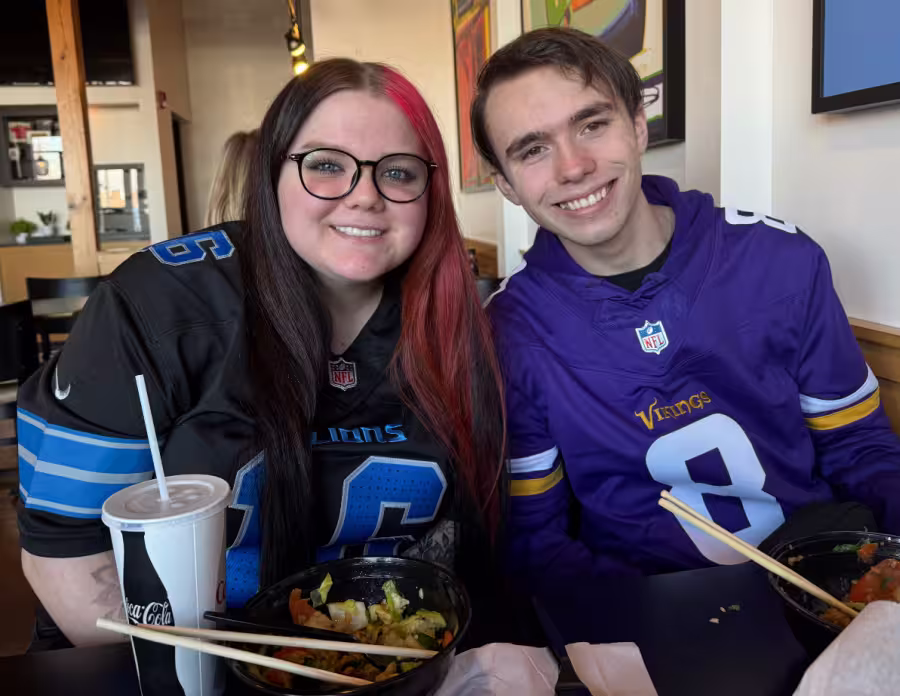 Young adult couple in a Japanese restaurant.