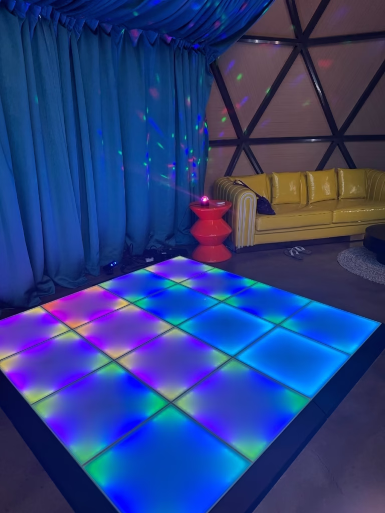 Interior of the Nova disco dome at Clear Sky Resort Bryce Canyon.