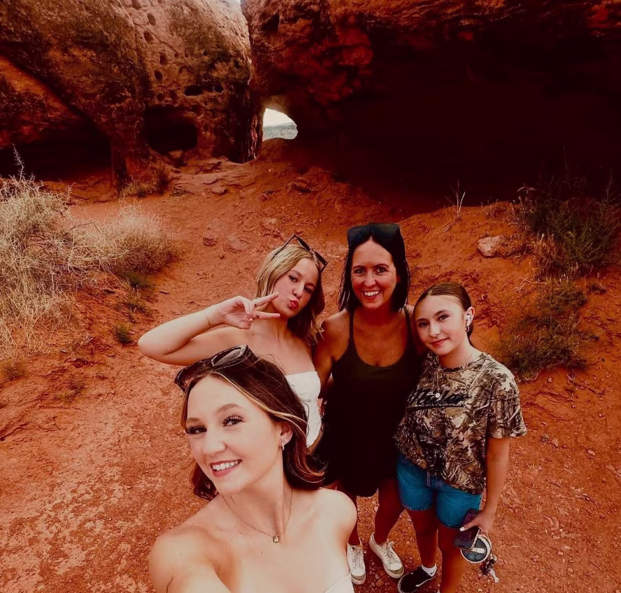 A mother and three teenage girls in Southern Utah.