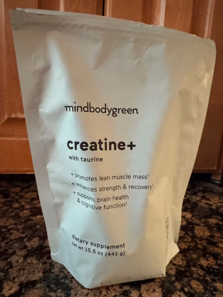 mindbodygreen creatine+ with taurine. Dietary supplement.