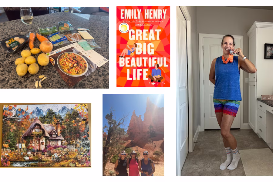 Collage of early retirement activities.