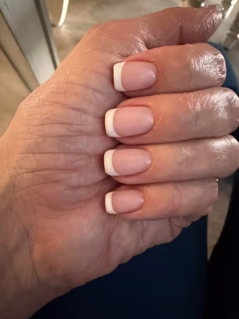 French tip nails.