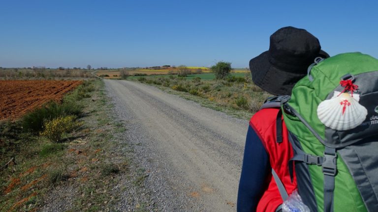 Woman walking the camino.
