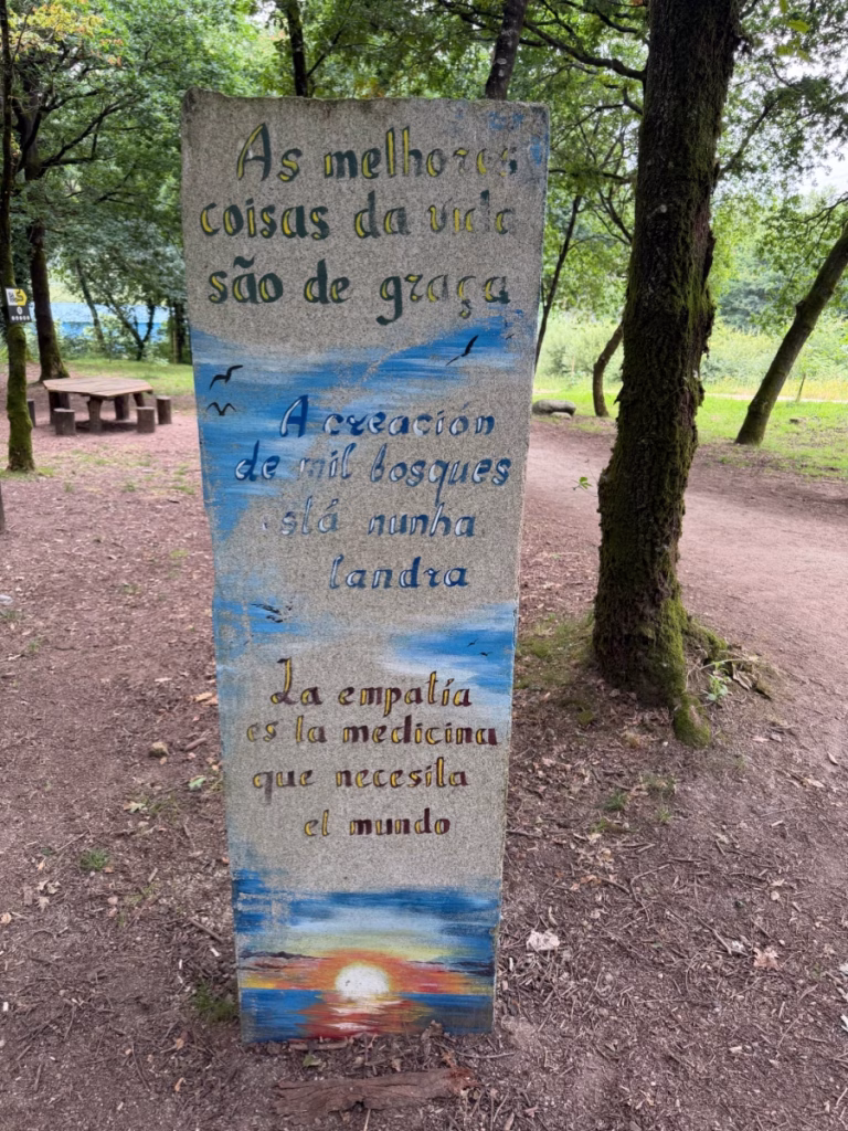 A sign in the Pilgrim's Park in Spain.
