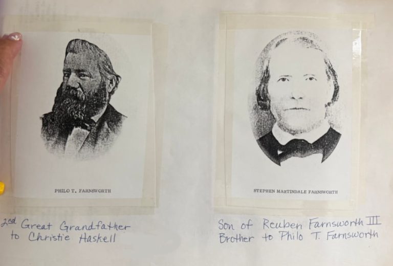 Old photographs of Philo T. Farnsworth and Stephen Martindale Farnsworth.