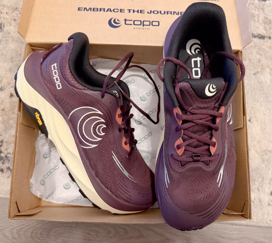 Topo Athletic trail runners.