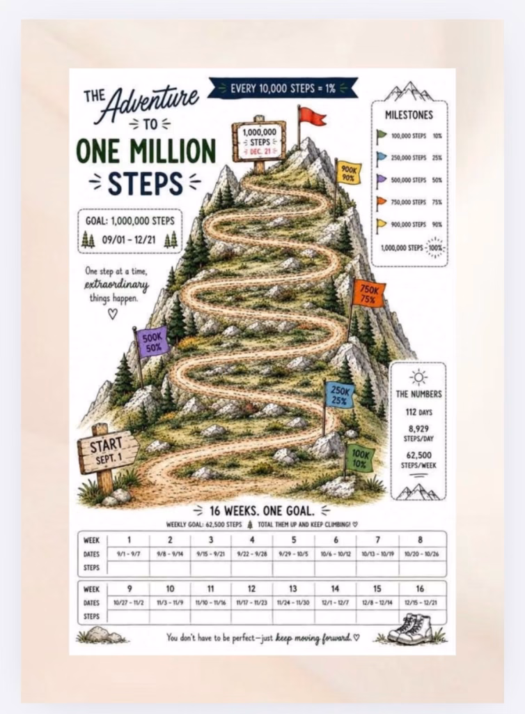 The Adventure to One Million Steps.